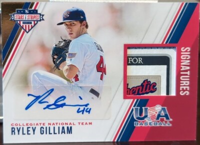 RYLEY GILLIAM 2018 USA Stars Stripes DUAL AUTO JERSEY LAUNDRY TAG LOGO PATCH #/8