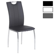 Lot de 4 chaises de salle à manger APOLLO en synthétique et piètement chromé