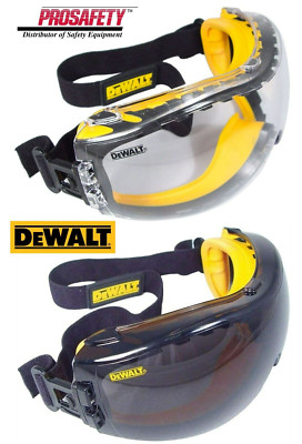 2- DeWalt CLEAR SMOKE ANTI FOG Protective Over Glasses Safety Goggles ANSI Z87+