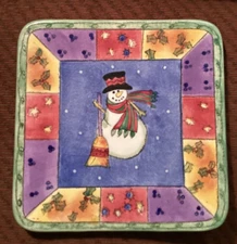 Sango Sweet Shoppe Christmas Ceramic Square Cheese Plate/Trivet by Sue Zipkin