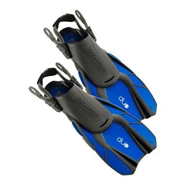 Ocean Reef Duo – Travel Ready Fins Set Scuba, Diving, Freedive, Snorkeling Blue