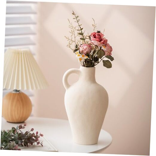 Ceramic Vase, Farmhouse Decor, Flower Vase for Home Décor, Single-handle-10.2