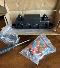 12V Power Distribution Bus Bar 4 Post Stud Block w Cover  Terminals New
