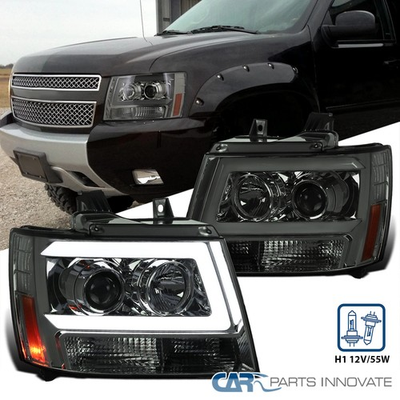#ad Fits 2007 2013 Avalanche Tahoe Suburban Smoke Projector Headlights LED Bar Lamps $209.95