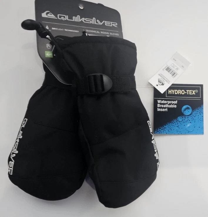 Quiksilver Boys Size Medium M Black Winter Snow Riding Gloves Youth Mitt
