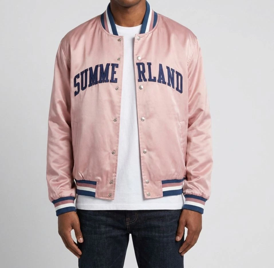 NAHMIAS Men's Pink Summerland Varsity Jacket Size XL - product detail image 1