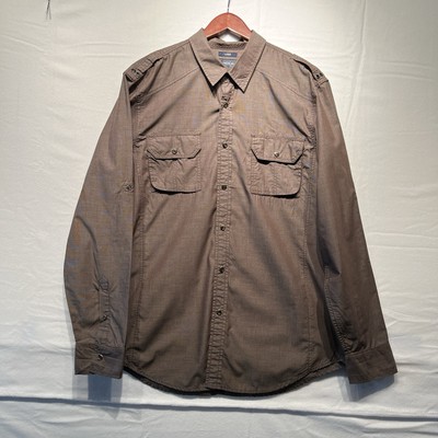 American Rag Button Down Men Long Sleeve roll up sleeve Shirt Size L Safari-core