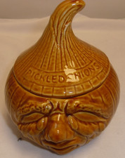 Vintage Pickled Onions Crying Face Storage Pot Jar