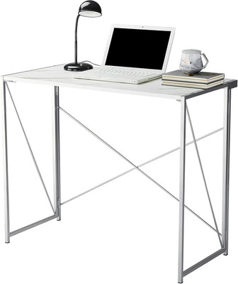 Stylish Foldable Marble/Silver Computer Desk for Space-Saving Solutions