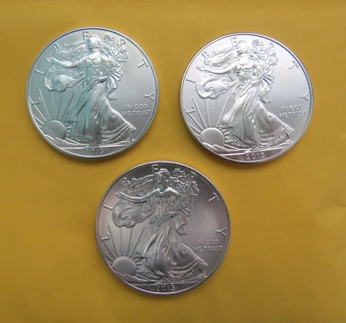 3 2013 American Silver Eagles 1 oz. .999 Fine US Mint ASE