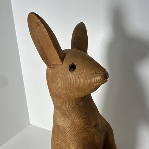 Vintage Hand Carved Wooden Rabbit 16 Inches Folk Art Made in Canada - Picture 7 of 11