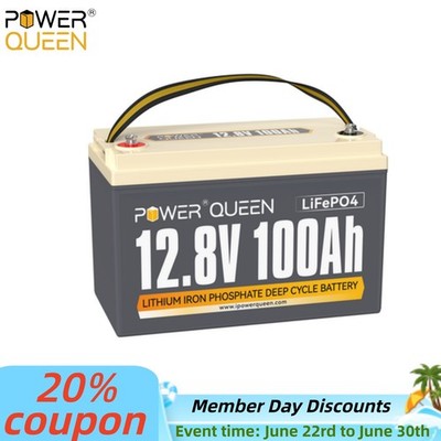 12V 100Ah LiFePO4 Deep Cycle Lithium Battery w/ 100A BMS for Solar RV Off-grid