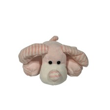 Kellytoy Pink Dog Puppy Stripe Plush Stuffed Animal Toy Laying Down Floppy Ear