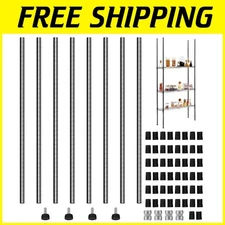 Chrome Wire Shelving Poles, 74 Inch, Set of 4 + 50 Clips