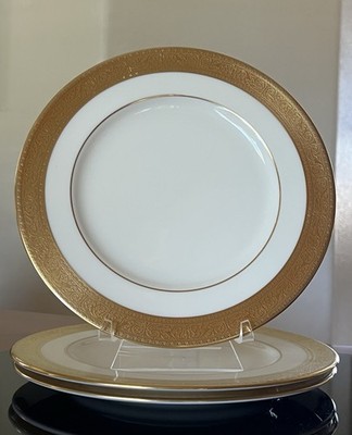 LENOX Westchester Salad Plate 24K Gold Encrusted VTG Gold Mark USA - Set of 3