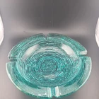 Anchor Hocking Soreno Vintage MCM Ashtray Turquoise Aqua Large 8 3/4”