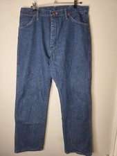 Vintage Wrangler Denim Jeans Mens Sz 36x30 Made in USA Blue Straight Leg Western