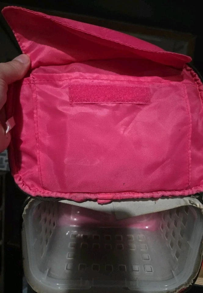 Vtg Modella Make up Case Travel Storage Brown With Tan Polka Dots Pink Inside  - Image 2 of 4