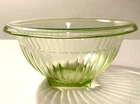 Vtg. Depression Uranium Green Ribbed Rolled Edge Glass Bowl 7.5" X 4.5" Gift