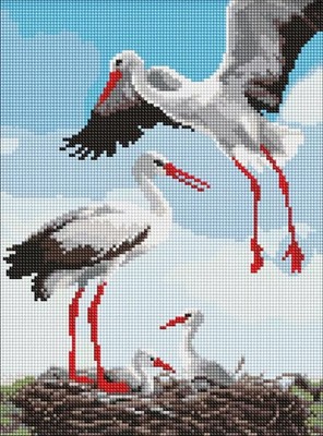4823104365822 Diamentowa mozaika - Rodzina bocianów 30x40cm Ideyka