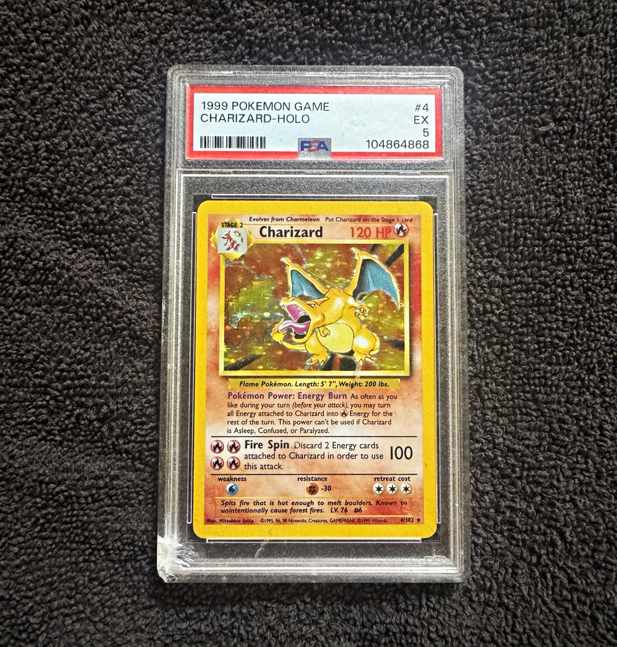 The Pokémon Company 1999 Base Set Charizard Holo Rare 4/102 PSA 5