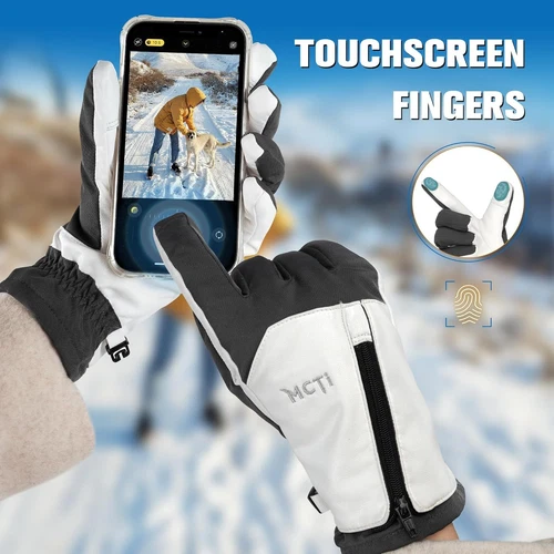 MCTi Guantes de Invierno para Mujer Impermeables Clima Cálido Frío Medianos, Grises Foto 4 de 4