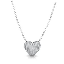 925 Sterling Silver Heart Pendant Necklace for Women and Girls - CZ studded