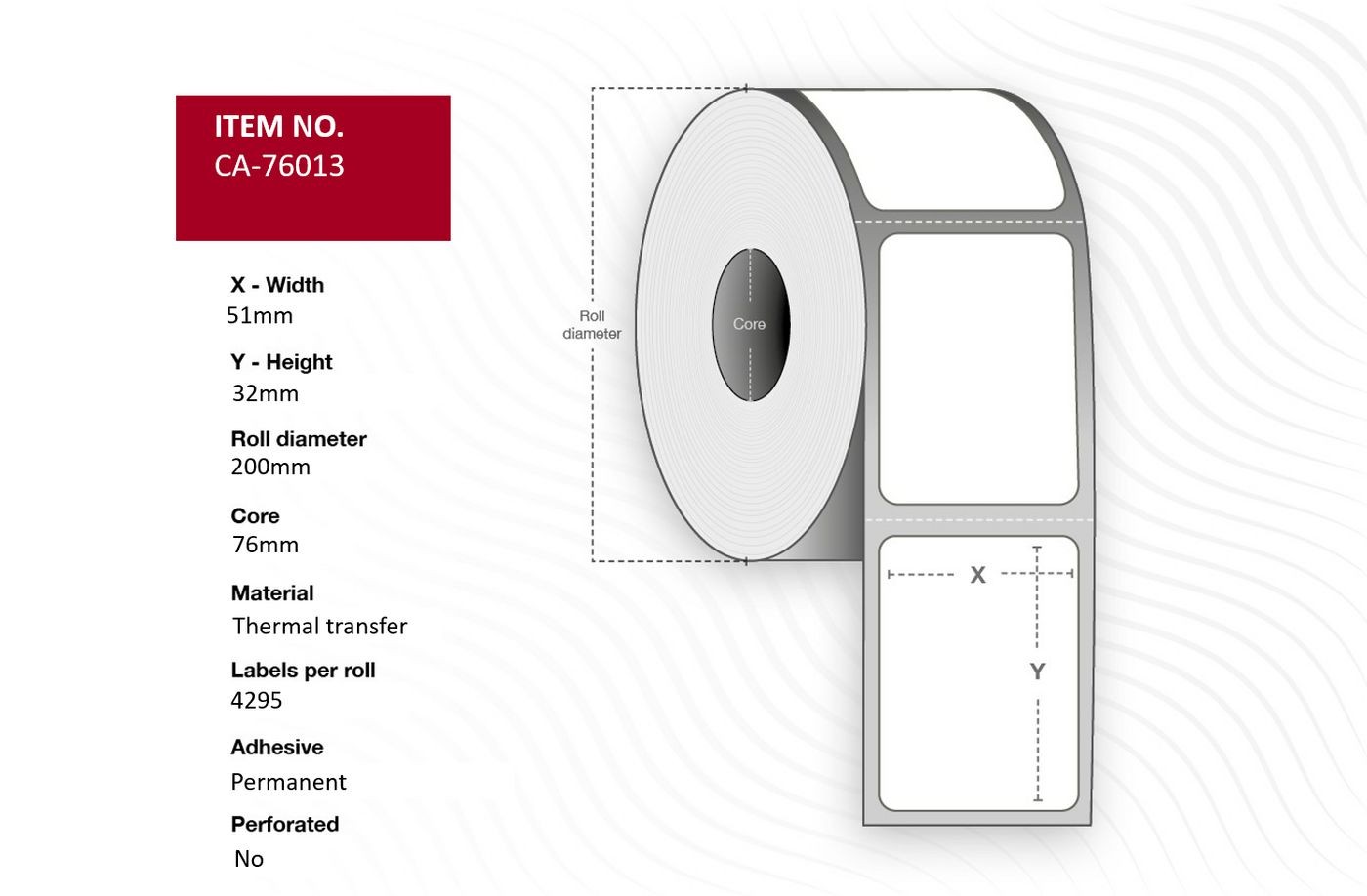 Capture CA-76013 Label 51 x 32mm. Core 76mm.
