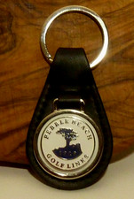 The Pebble Beach Golf Links Logo FOB Genuine Leather Ball Marker Key Chain