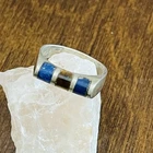 Vtg Mexico Signed Sterling Silver Tigers Eye Lapis Lazuli Ring Size 6