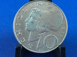AUSTRIA 10 SCHILLING 1972 0.640 SILVER 7 5g (A4/177)