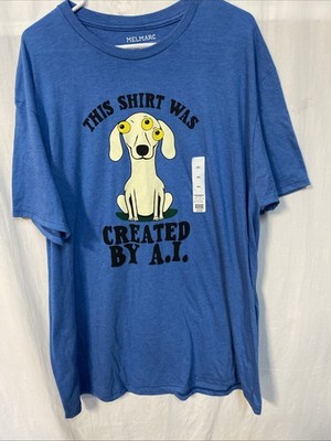 Men's Melmarc T-Shirt '' This Shirt Was Created By AI'' Size 2XL Blue