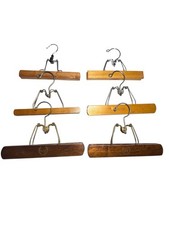 VTG Wood Pant Hangers Set of 6 Misc USA Made Gold Plated Walker  Chancellor