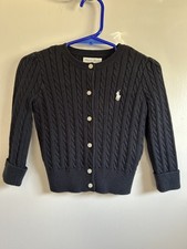 Polo Ralph Lauren 12M Cable Knit Black Button Cardigan Sweater