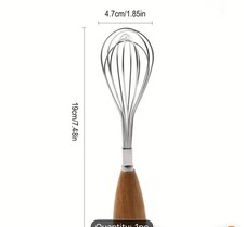 Image of Balloon Whisk Stainless Steel With Wood Handle, 19cm Overall Length