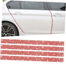  Bling Car Door Guard Crash Bumper Crystal Anti-Scratch Strip Sticker Red
