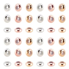 PH PandaHall 60pcs 8mm Stopper Beads Adjustable Slider Beads Brass Rubber Bea...