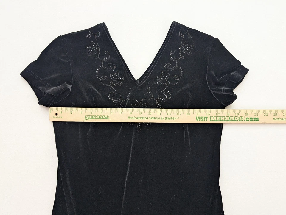 Vestido para mujer Fashion Bug vintage años 90 talla 12 terciopelo negro gótico caprichoso Foto 4 de 4