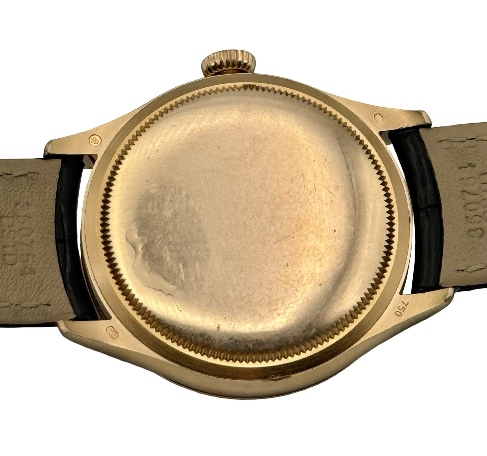 Rolex Cellini 18K Rose Gold White Dial Black Strap Ref. 50505 39 mm Watch