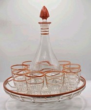 Karafka do koktajli francuskich szklanych z tacą i szklankami - lata 60.