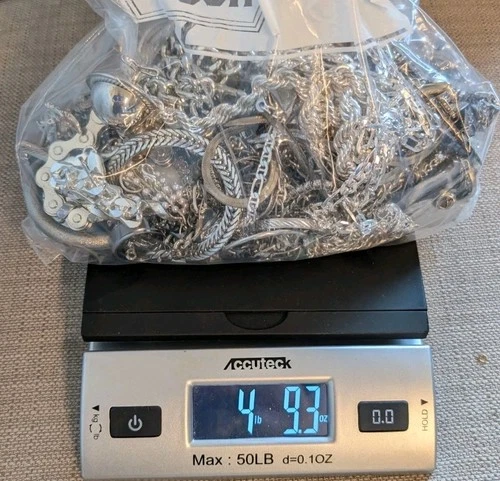 Nearly 5lb Silver Toned Vintage to Modern Costume Mystery Jewelry Junk Tangled