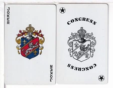 Two Single Playing Card Jokers, "Shield" USPC/Congress, United States, 1970's