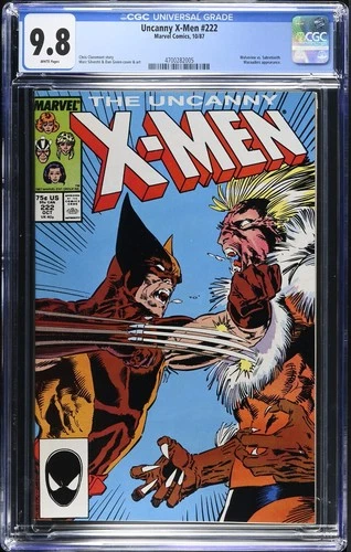 Uncanny X-Men #222 Marvel 1987 9.8 NM/M CGC Graded Key Wolverine vs. Sabretooth