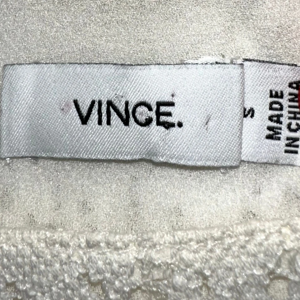 Blusa Vince blanca encaje seda superpuesta manga codo talla pequeña Foto 3 de 4