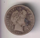 1901-P BARBER DIME 90% SILVER PHILADELPHIA 10¢ UNITED STATES AMERICA TEN CENTS