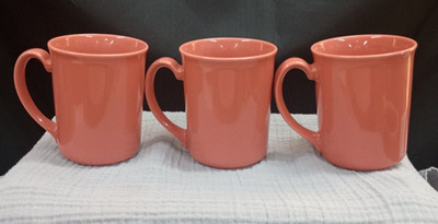 Corning Corelle Coral Peach Salmon Forever Yours Mugs Set Of 3