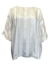 Marina Rinaldi Women's Ivory Bonbon Silk Blouse Size 20W/29 NWT