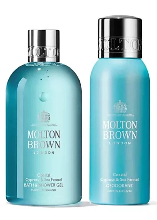Molton Brown Coastal Cypress & Sea Fennel Body Wash 300ml & Deodorant 150ml Set