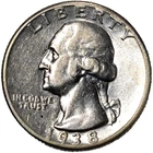 1938-P AU Washington Silver Quarter 25c Almost Uncirculated Philadelphia