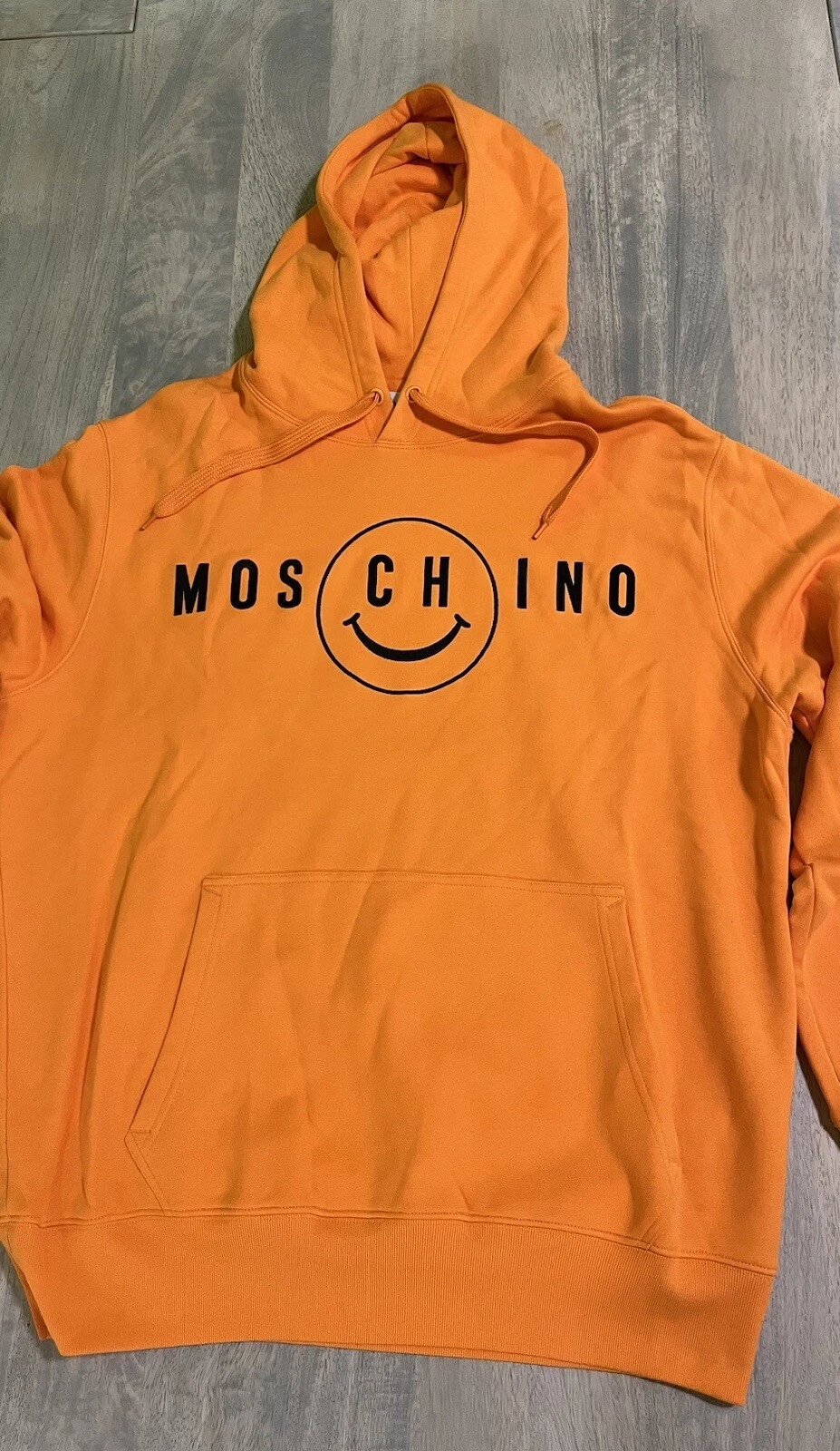 Felpa con cappuccio Moschino Jeremy Scott logo smiley arancione taglia 40 media